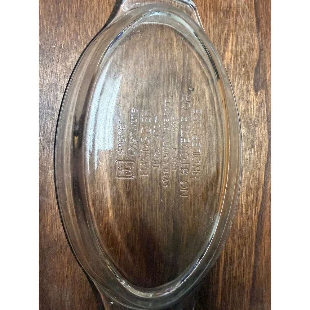 Anchor Hocking Ovenware Clear Glass Oval Baking Dish 16oz 10 Inch 1016 USA